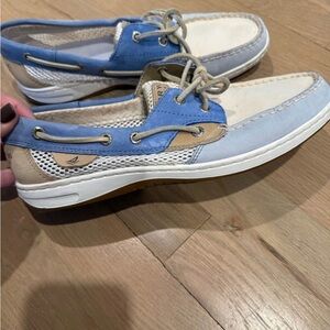 Sperry Blue and Cream Boat Shoes
